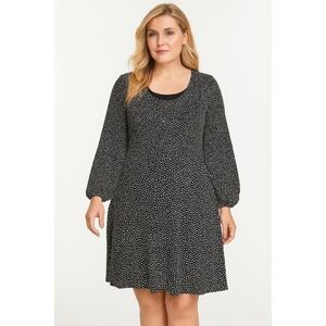 Banana Republic Classic Black White Polka Dot Long Sleeve Flare Dress XXL